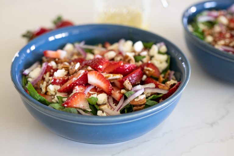 Strawberry Spinach Salad with White Wine Poppy Seed Vinaigrette